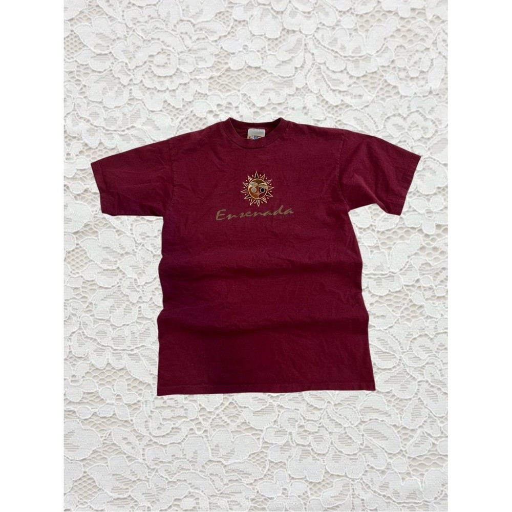 vintage ensenada beach embroidered sun graphic tee