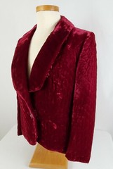 Vintage Adele Simpson Quilted Velvet Blazer Jacket Size 12 Burgundy Maroon Lined