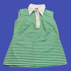 Vintage 70s JCPenney Knit Polo Large Green Dagger Collar Mod Disco Top Preppy