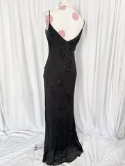 Vintage Sue Wong Black Floral Rose Fairy Beaded Sequin Silk Formal Gown Dress 6