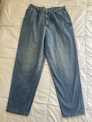 Vintage 70s Women’s Jeans Pinstripe Boho Hippie Size 30×28 Retro USA Denim Wide