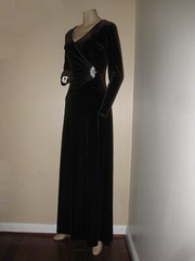 Vintage TADASHI Petite Deep Brown Velvet Shaped Formal Evening Gown Dress PXS