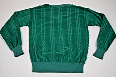 Vintage Sweatshirt Loubella Size S/M 70s Emerald Wavy Design Soft Cotton Poly