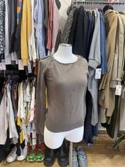 Vintage Cashmere Blend Brown Sweater with Rhinestones and Beads— Small