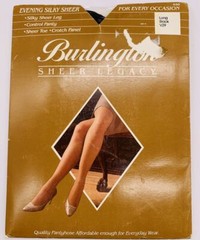 Burlington Sheer Legacy Long Black V29 Pantyhose Sheer Toe Control Panty