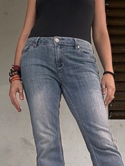 Vintage 90s Y2K Route 66 Low Rise Flare Jeans Blue Denim Stretch 12 Curvy Fit