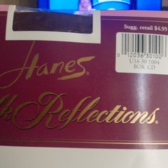 Vtg, Hanes Silk Reflections, silky share sandalfoot Bordeaux Pantyhose C-D New