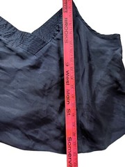 Vtg Lane Bryant Camisole Second Skin Satin Tank Top Pleats Navy Blue 22 24 3X