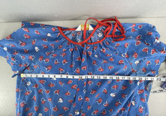 Muumuu Dress Komar Large Blue Floral 70s Lounge Wear Pocket VTG No Size Tag