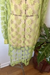 60’s MCM Avocado Green & Yellow Daisy Lace Dress