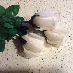 Vintage Millinery Flower 2 1/4″ 3pc Ivory Lot German for Hat Bride or Hair Y125