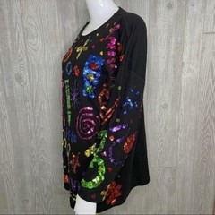 Vintage cotton cedars sequin crossing guard teacher school long sleeve shirt lg