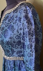 Vintage 50s 60s Blue Metallic Brocade Sequin Party Dress Evening Gown