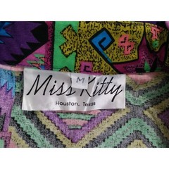 Vintage 80s 90s Miss Kitty Southwestern Aztec Print Tie Up Vest Top Western Sz M