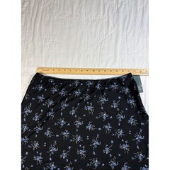 NWT Wild Fable Black Floral Midi Skirt Blue Ditsy Flower Elastic Waist XL New