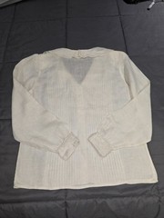 Lord & Taylor Vtg Embroidery Lace Collar Blouse Pintucks 100% Linen
