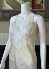 ADAGIO NORDSTROM luxury peignoir 100% silk champagne Nightgown lingerie vtg Lg