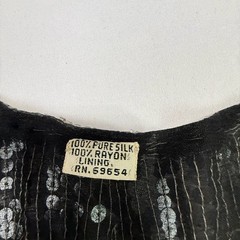 Vintage 1970s/80s Silver and Black Sequin Butterfly Silk Top