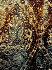 Vintage Hand Made 1950s Gold Green Rich Brocade Gown Large 14 Beautiful