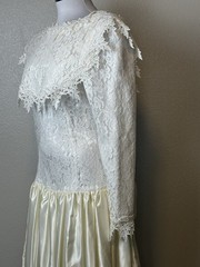 VTG 80’s Jessica McClintock Ivory White Wedding Dress Romantic Lace Bow Size S/M