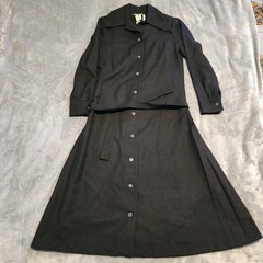 VINTAGE 70s Marimekko Design Research Button Front Dress 36 Black ORIGINAL BELT