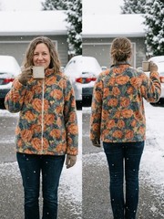 Vintage Handmade By Judy Floral Fleece Jacket Zip Up Tapestry Earthy Whimsigoth