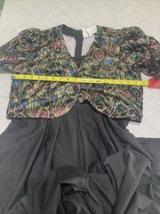 Vintage 1980s 1990s Metallic Top Jumpsuit Size 6 Black Gold Performance Costume