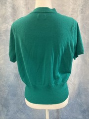 Vintage 1990s Women’s Bright Teal Knit Cardigan Worthington XL Short Sleeves