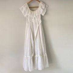Vintage Gunne Sax Dress XXS XS 1970s Off the Shoulder tie gauze lined