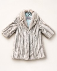 Richard Pels Cerulean Silver Blue Mink Fur Coat Pale Gray Satin Lining Soft M