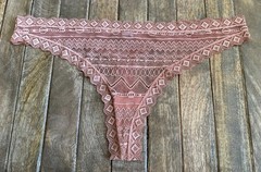 Vtg M Terracotta Blush Sheer Lace Thong Bikini Panty Panties