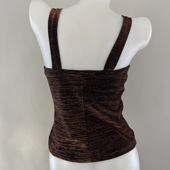 vtg 90s FORMULA X Brown Bronze Copper METALLIC Tank Top Club Delias S USA Y2K
