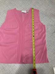 CC Hughes Vintage Sleeveless V-Neck Blouse Pink Pleated Rayon Blend Large EUC