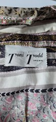 Vintage 50’s Toni Todd Full Swing Dress Floral Gold Bows Chevron Stripe EUC