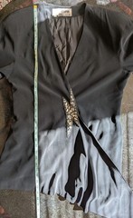 Vintage 80s D’ore Black Draped Jacket w/Rhinestone Accent Draped Fold 16