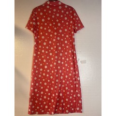 Three R’s Vintage Pink White Polka Dot Blouson Short Sleeve Midi Dress size 14.5