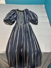 VTG Albert Nipon By Night Blue/Gold Medieval Cottage Maxi Dress 4