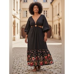 Anthropologie Geisha Designs Floral Embroidered Maxi Dress size 10, NWT
