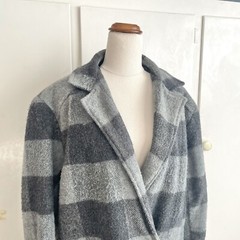 Re-worked Vintage Jacket Grey Check Size 16 Wool Blend 80’s Style