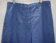 T1 ViNTAGE 70s BLUE DENiM CHAMBRAY WiDE LEG BELL BOTTOM JEANS 13/14 Hong Kong