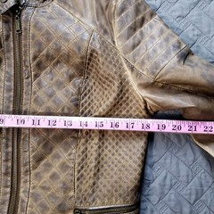 Vintage JOUJOU Polyurethane Textured Kacket Womens Size L Brown Full Zip