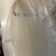 Vintage Val Mode White Silky Lingerie Cape for Nightgown Lace Sheer Split Back
