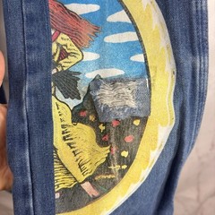 Vtg 70s Sedgefield Flare Bell Bottom Jeans 25 USA Virgo Astrology Art Nouveau