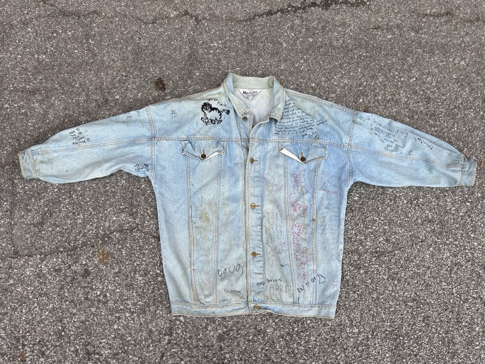 Senior Cords Style Denim Jacket Handwritten High School Varsity Chore Coat VTG