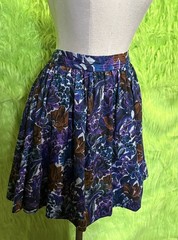 Vintage MCM 60’s 70’s Hawaiian Barkcloth Floral Skirt Talon Zip Size Small Tiki
