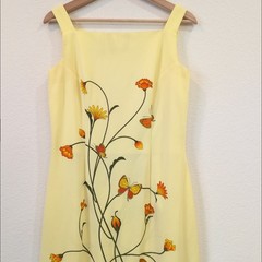Vintage Alfred Shaheen Yellow Floral Butterfly Maxi Dress 50s 70s Hawaii 12