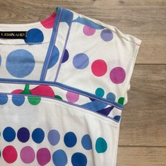 Vintage Leonard Paris Shift Dress Polka Dot Fruit Print Mod Retro Dopamine Dress