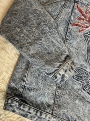 Vintage Gitano Acid Wash Jacket Size S/M Embossed Sequin 80s Womens