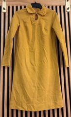 Vtg 1960’s s Toni Todd Mustard Yellow Mod Dress Keyhole Neckl Lace Trim Sz 8