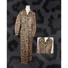 Vintage 60s Helga Leopard Print Hostess Floor Length Mob Wife Wrap Dress Size S